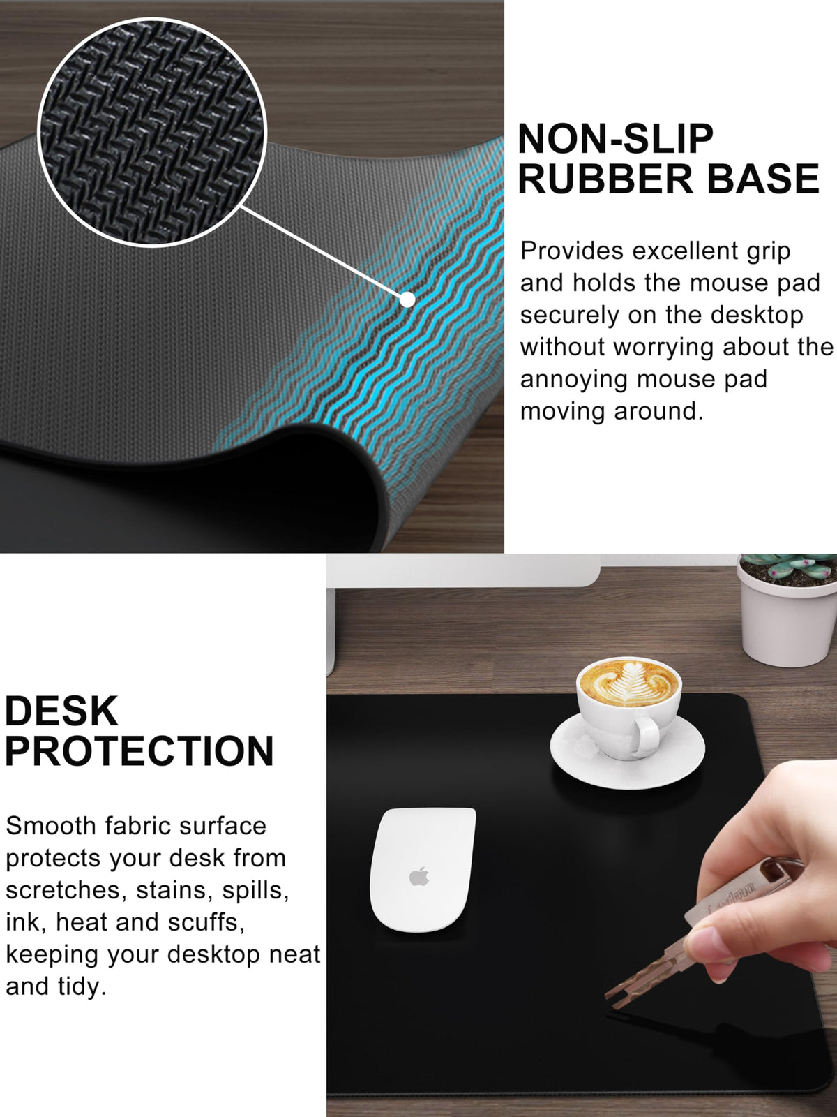 Mouse Pad with Wireless Charging, Foldable Phone Holder, Large Desk Mat
