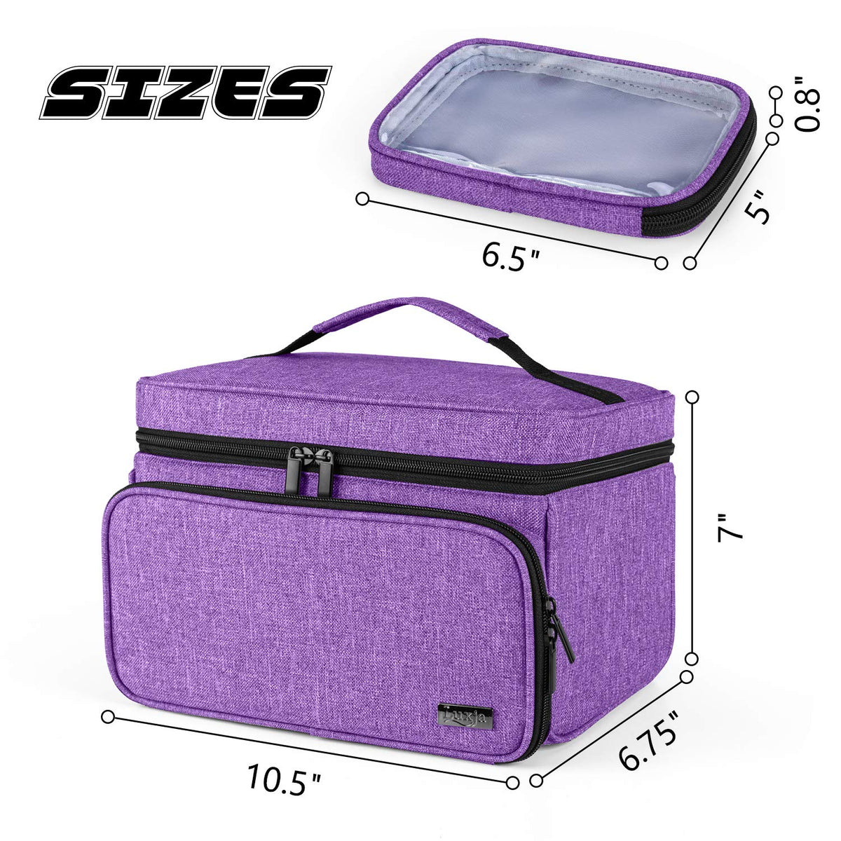 Luxja Sewing Storage Organizer with 2 Detachable Clear Pockets, Purple