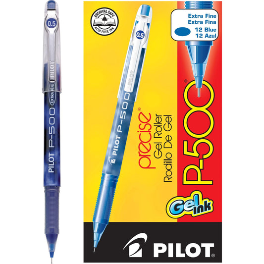 PILOT Precise P-700 Rolling Ball Stick Pens, 0.7mm, Blue, 12-Pack