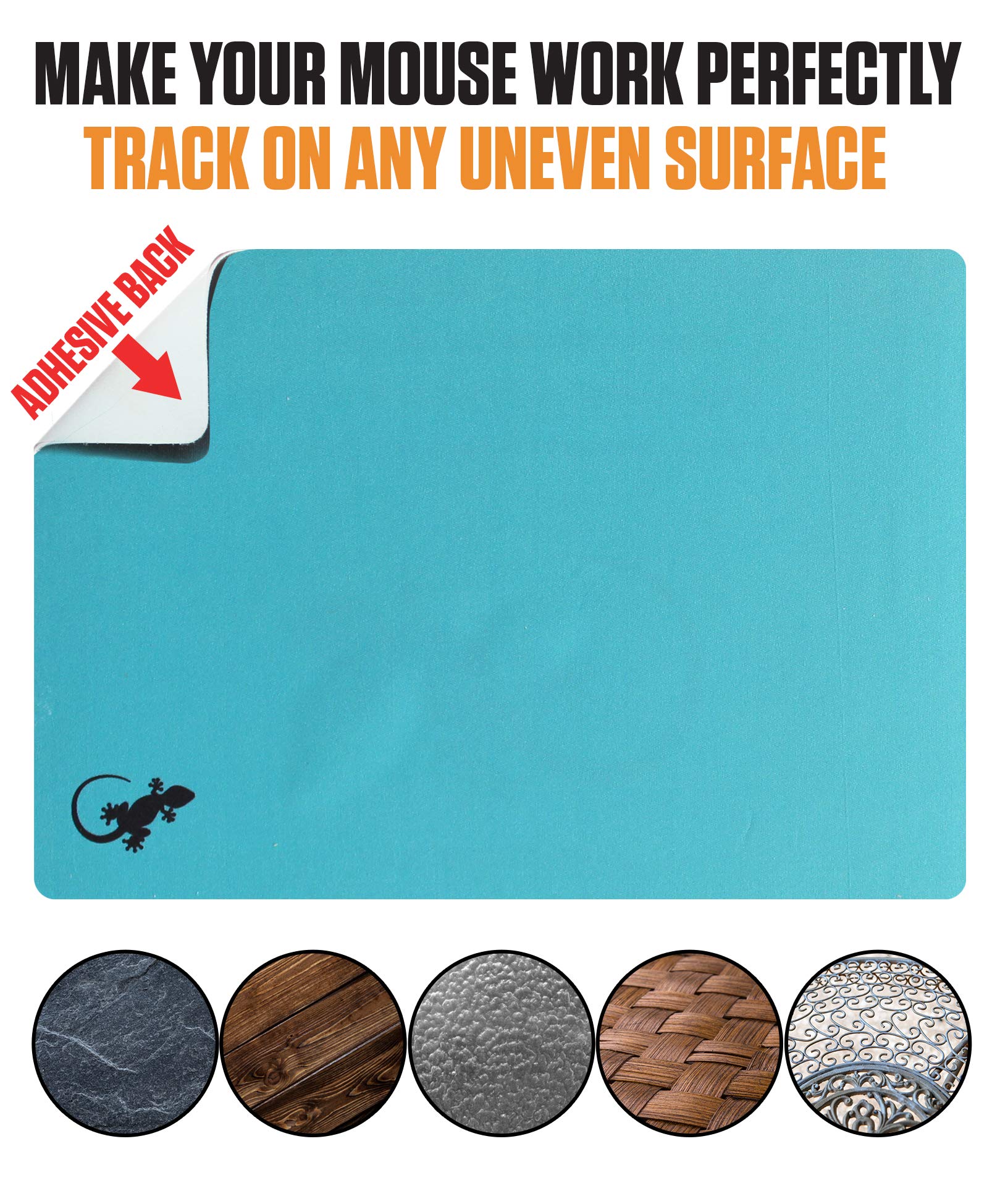 Mouse Pad Adhesive Bottom - Peel and Sticks to Any Surface - Travel Large Size - Portable (XL