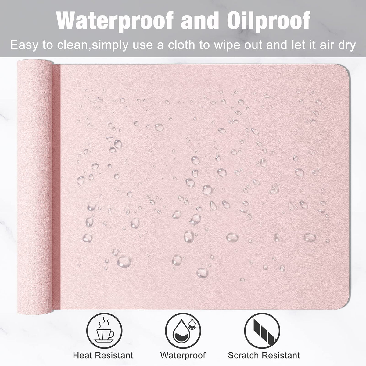 Hsurbtra Desk Pad, 35.5" x 17" PU Leather Desk Mat, XXL Extended Mouse Pad, Waterproof Desktop