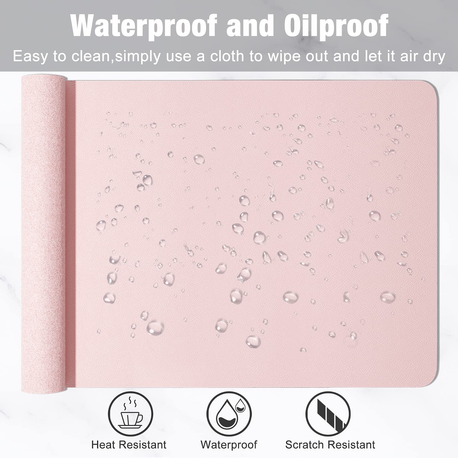 Hsurbtra Desk Pad, 35.5" x 17" PU Leather Desk Mat, XXL Extended Mouse Pad, Waterproof Desktop