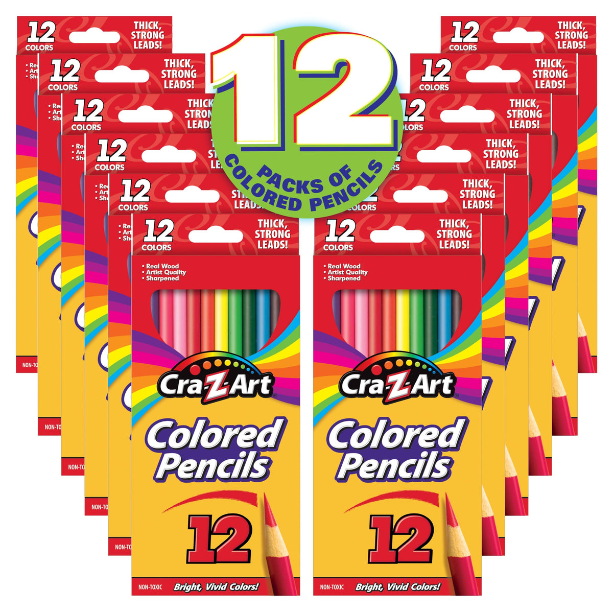 Cra-Z-Art Colored Pencils Bulk Pack, 12 Count (Pack of 12), 144 Total Pencils, Pre-Sharpened