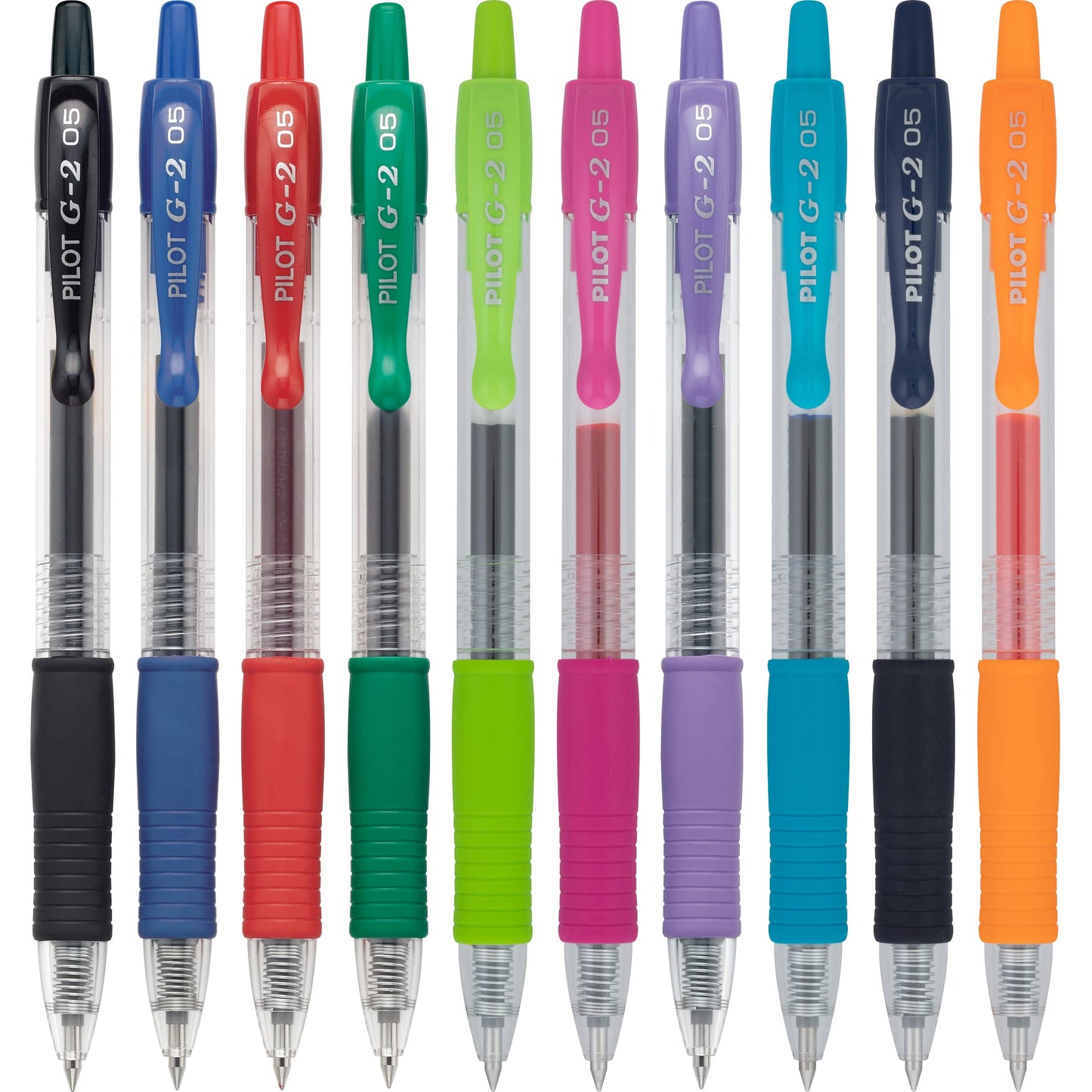 Pilot G2 Premium Retractable Gel-Ink Rolling Ball Pens, Extra Fine Point (0.5mm), Assorted, 10/Pk