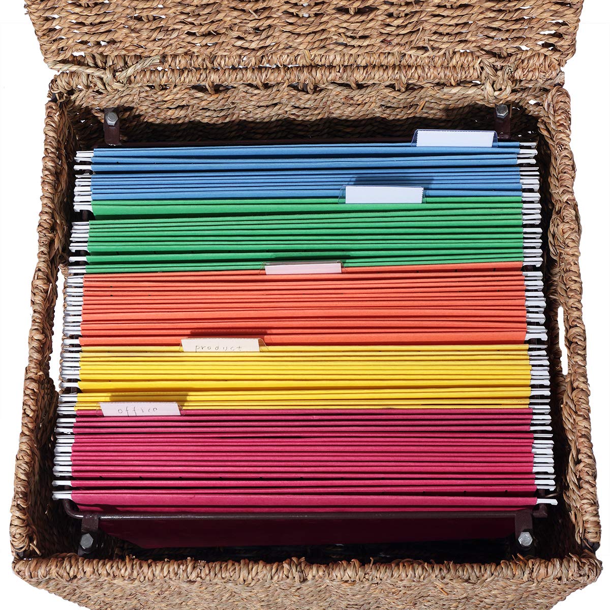 URFORESTIC Seagrass File Filing Cabinet File Box Organizer | Collapsible Letter Size Hanging File