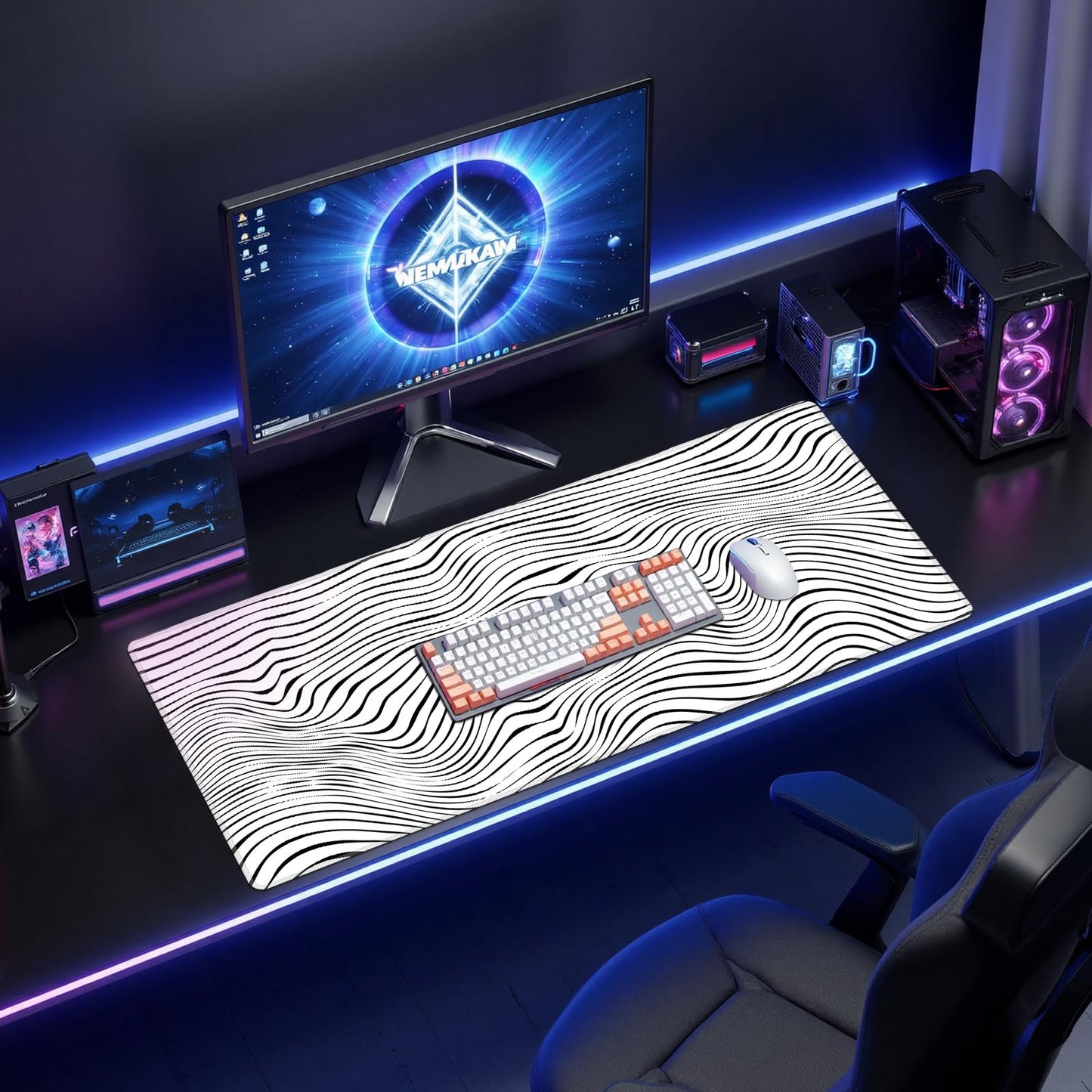 Baziabbo Desk Mat,XXL Extended Large Mouse Pad,Gaming Mousepad with Stitched Edge,Non-Slip Rubber
