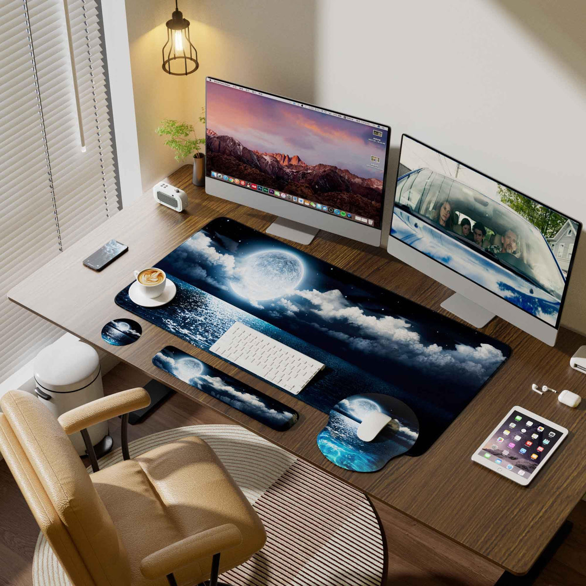 VINEBURY Desk Mat Set Keyboard and Mouse Pad with Wrist Rest Support