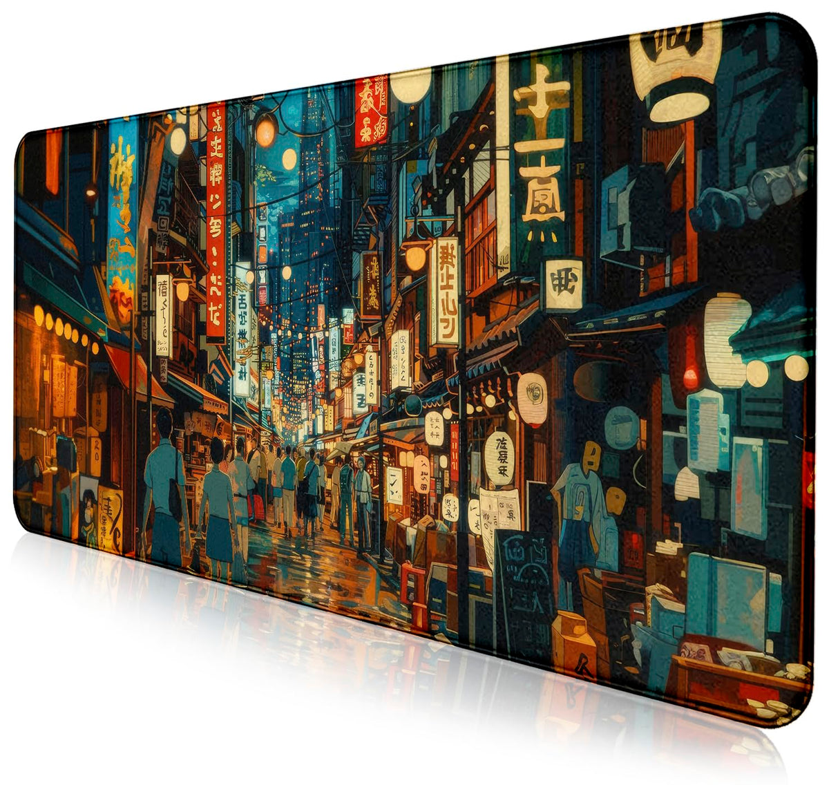 Cute Japanese Street Keyboard Desk Mat, Tokyo Night View Computer Mouse Mat