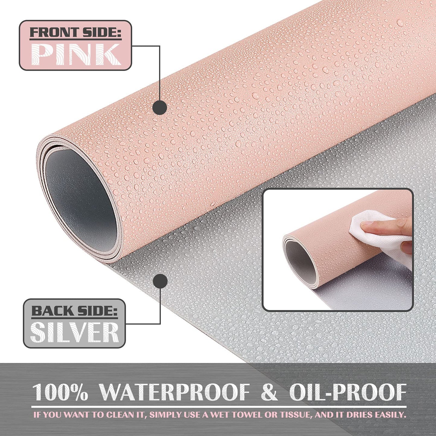 K KNODEL Extra Large Desk Mat, Leather Mouse Pad (35.4"x17", Pink)