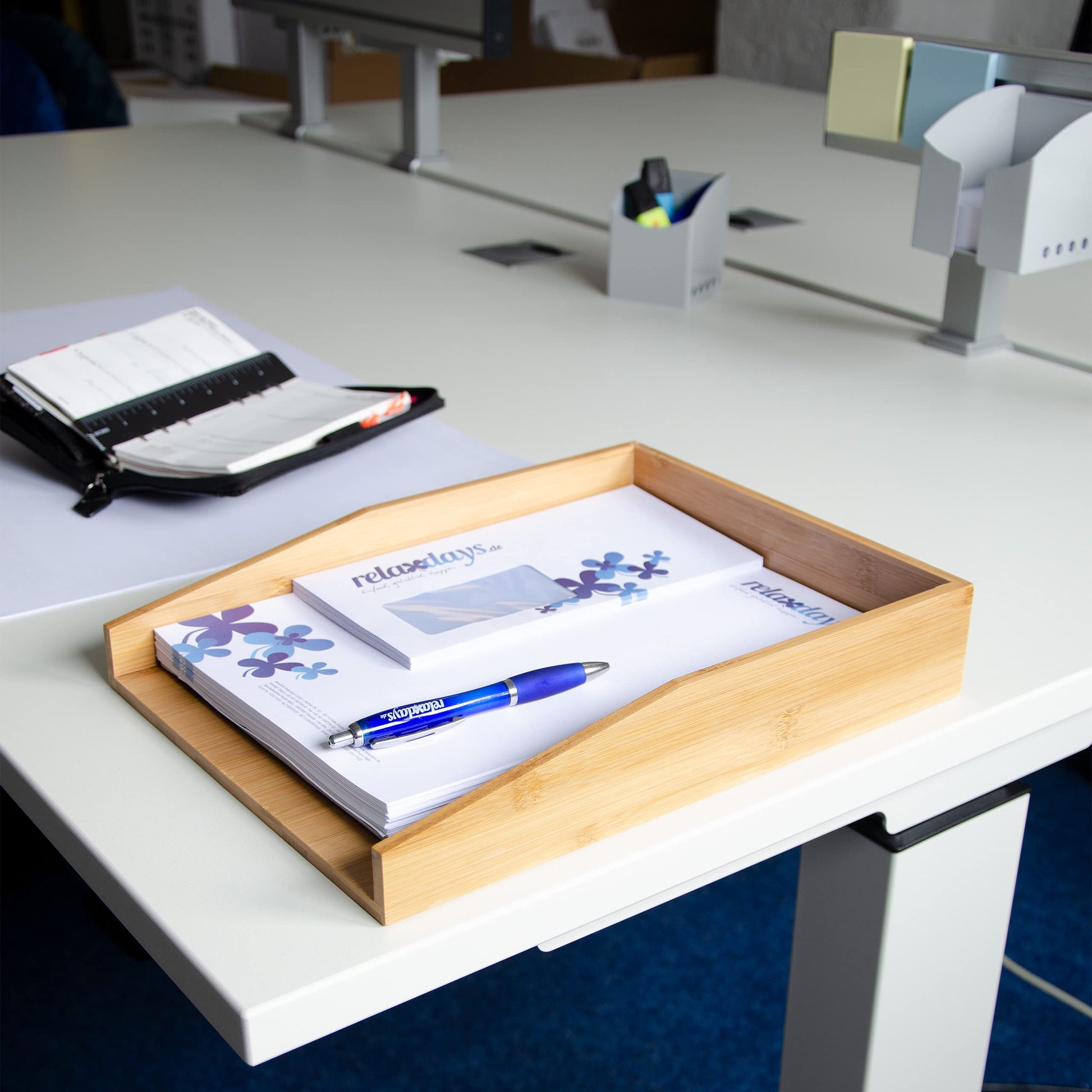 Relaxdays Letter Tray Bamboo, Desk Tray for A4 Paper, documents, documents, HxWxD: 6 x 25 x 33 cm