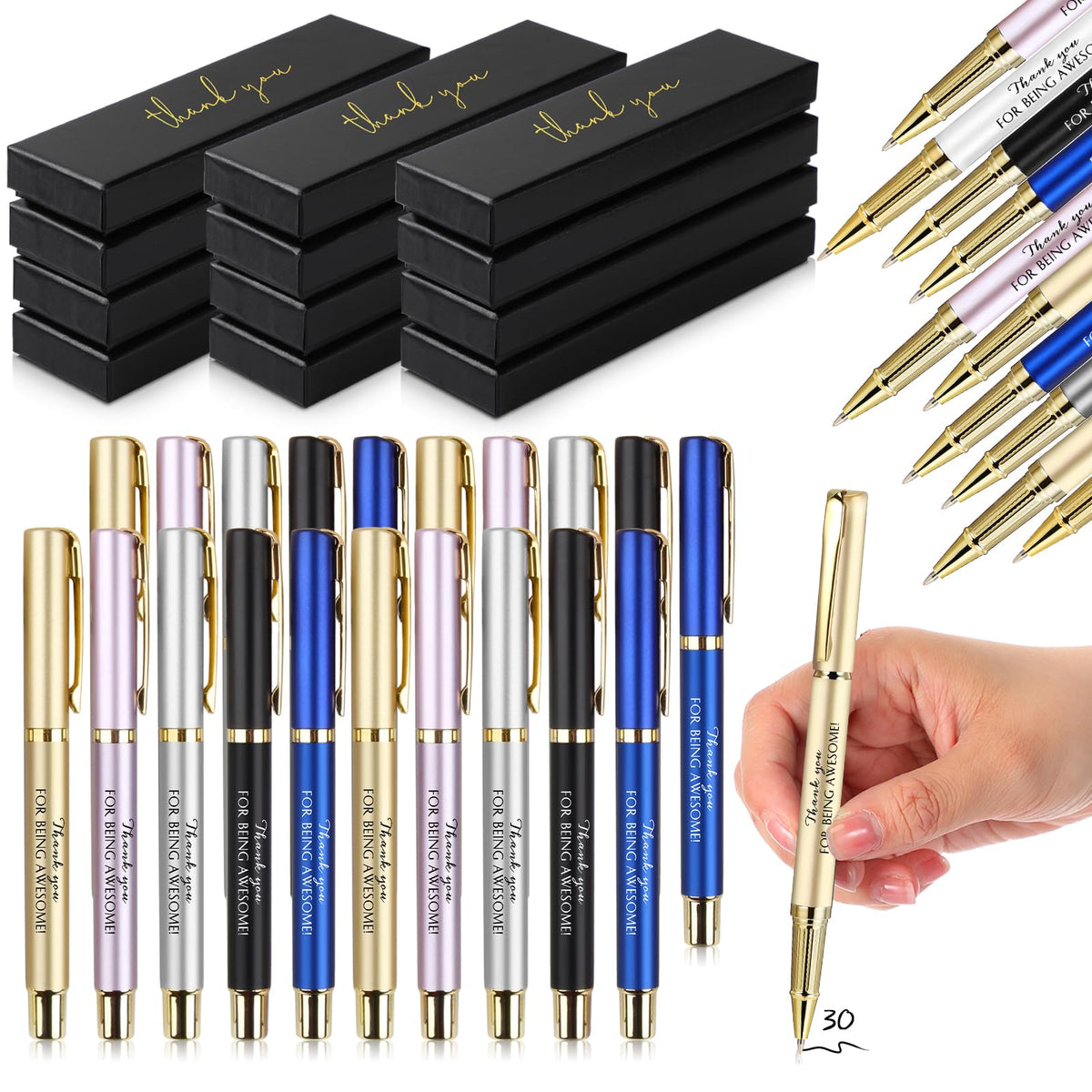 PerKoop 30 Sets Thank You Gift Inspirational Pen with Box, Multi‌, ‌Unique
