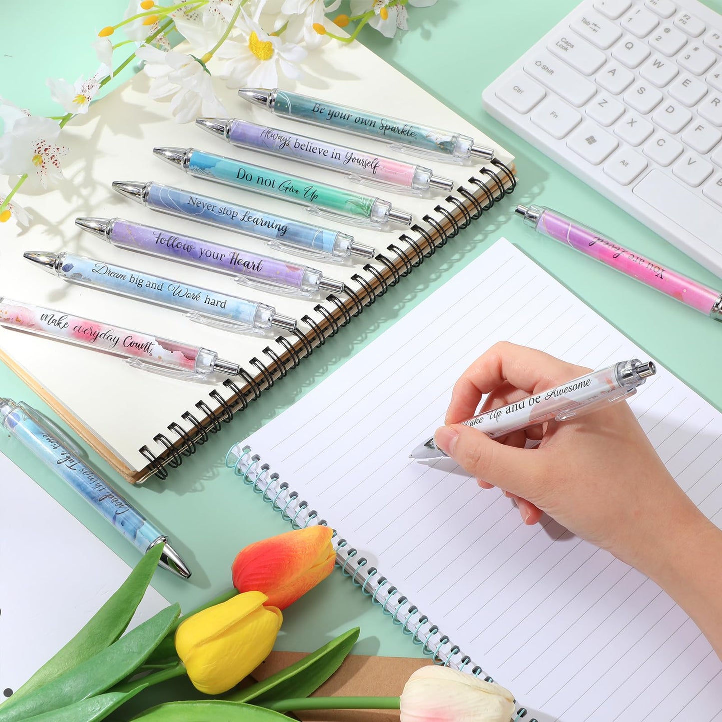 Yeaqee 50 Pcs Motivational Pens Bulk Inspirational Quotes,Pastel Style