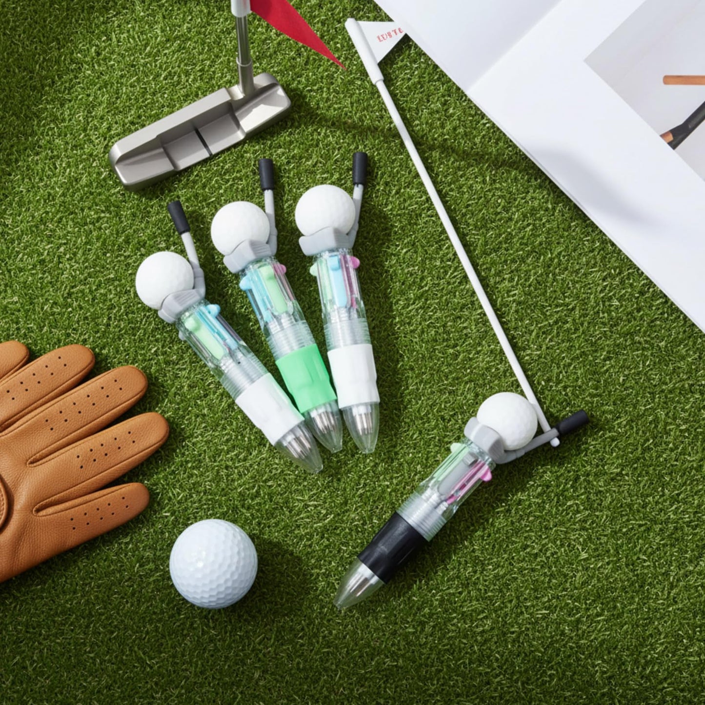 Kosiz 24 Pack Golf Party Favors Multicolor 4 in 1 0.5mm Ballpoint Pen