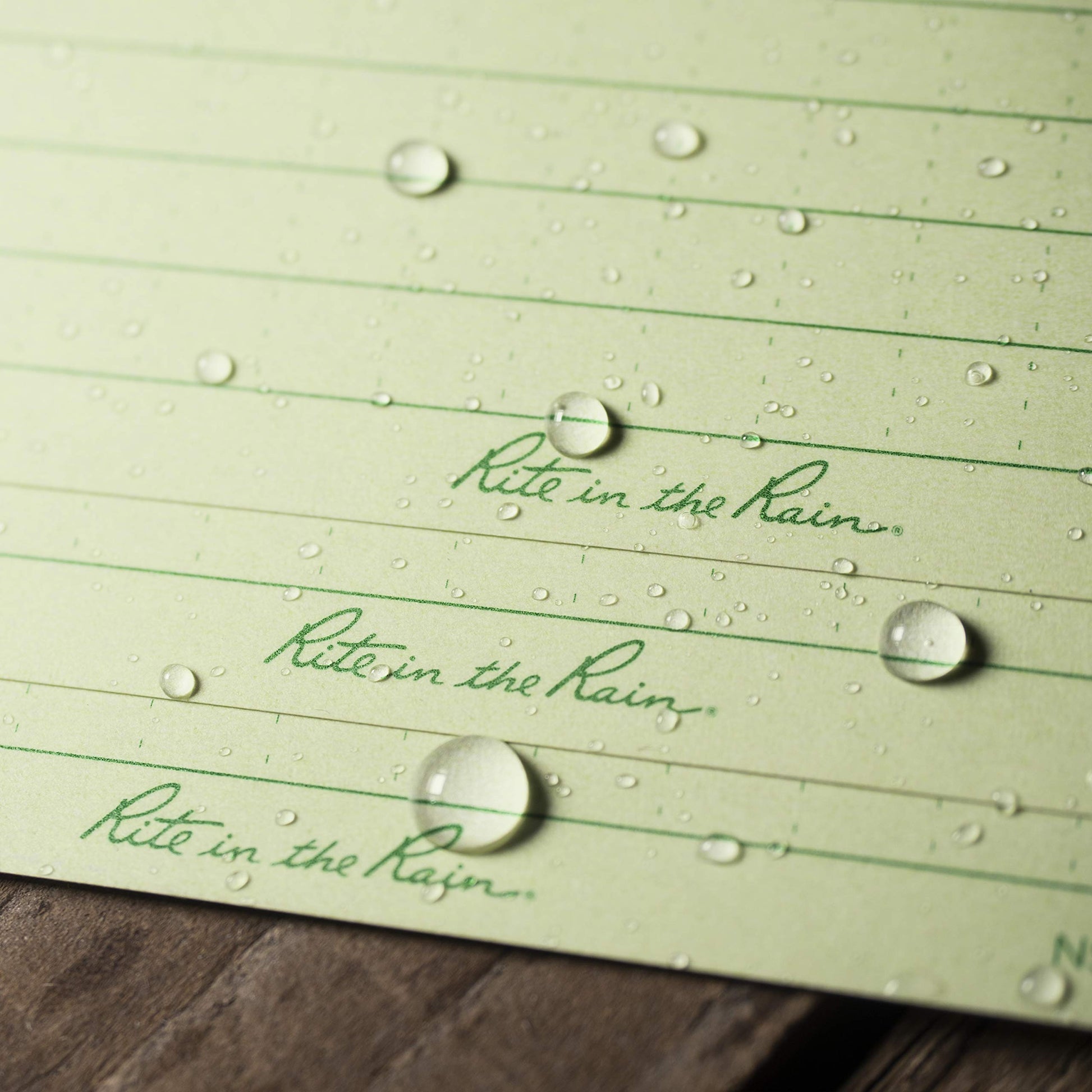 Rite in the Rain Weatherproof Index Cards, 3" x 5", Universal Pattern, Green (No. 991)