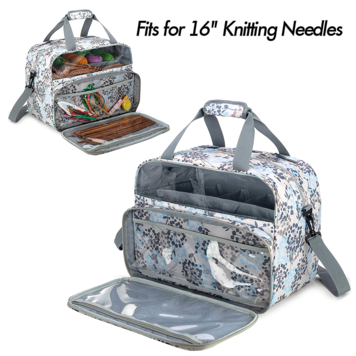 Teamoy Knitting Bag Tote, Crochet Bag Yarn Storage Organizer, Dandelion