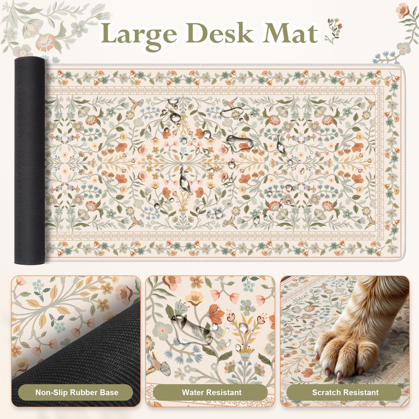 iLeadon Ergonomic Mouse Pad with Wrist Rest, Beige Desk Mat Set
