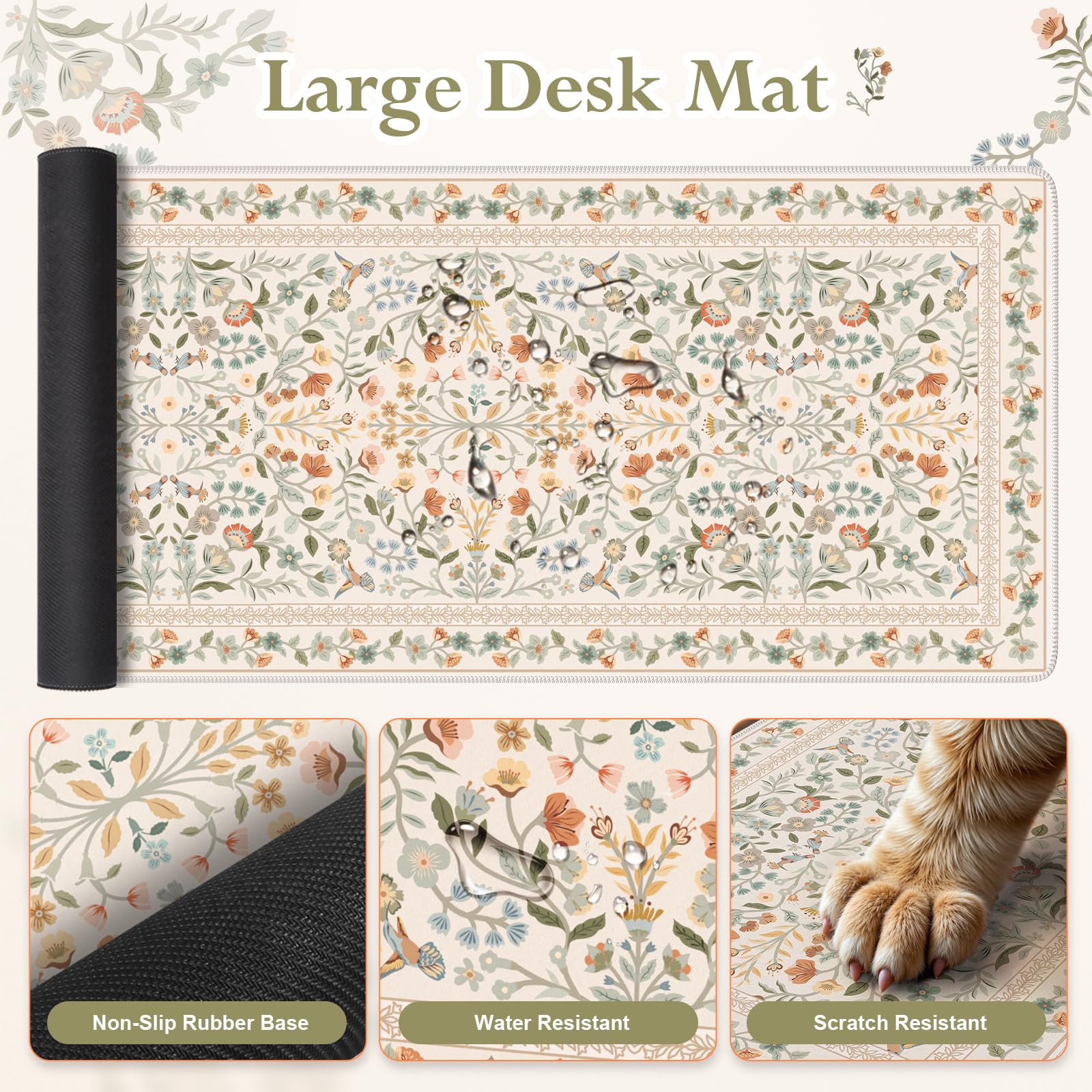 iLeadon Ergonomic Mouse Pad with Wrist Rest, Beige Desk Mat Set