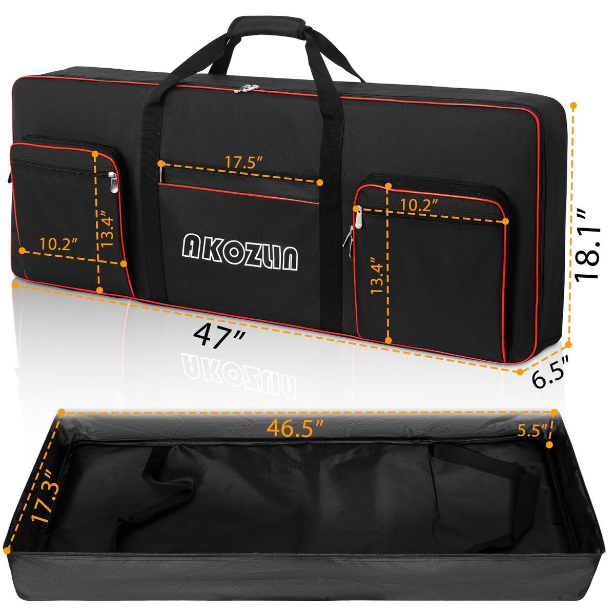 AKOZLIN 76 Key Keyboard Case, Soft Padded Keyboard Gig Bag, Piano Bag