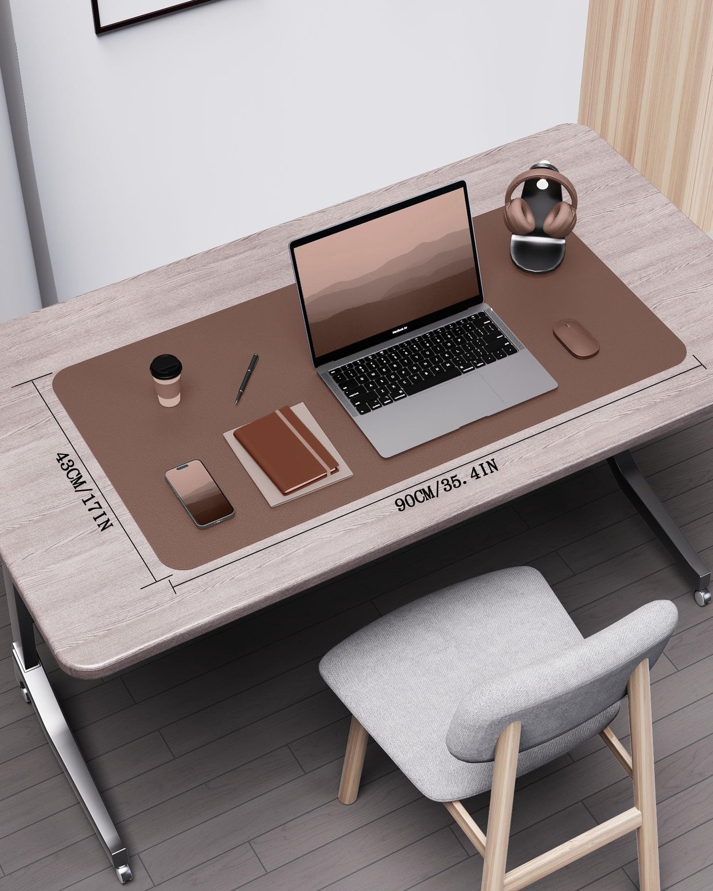 YSAGi Double-Sided Desk Pad, 35.4"x17"Leather Desk Mat, Eco Cork Desk Pad Protector,Large Mouse