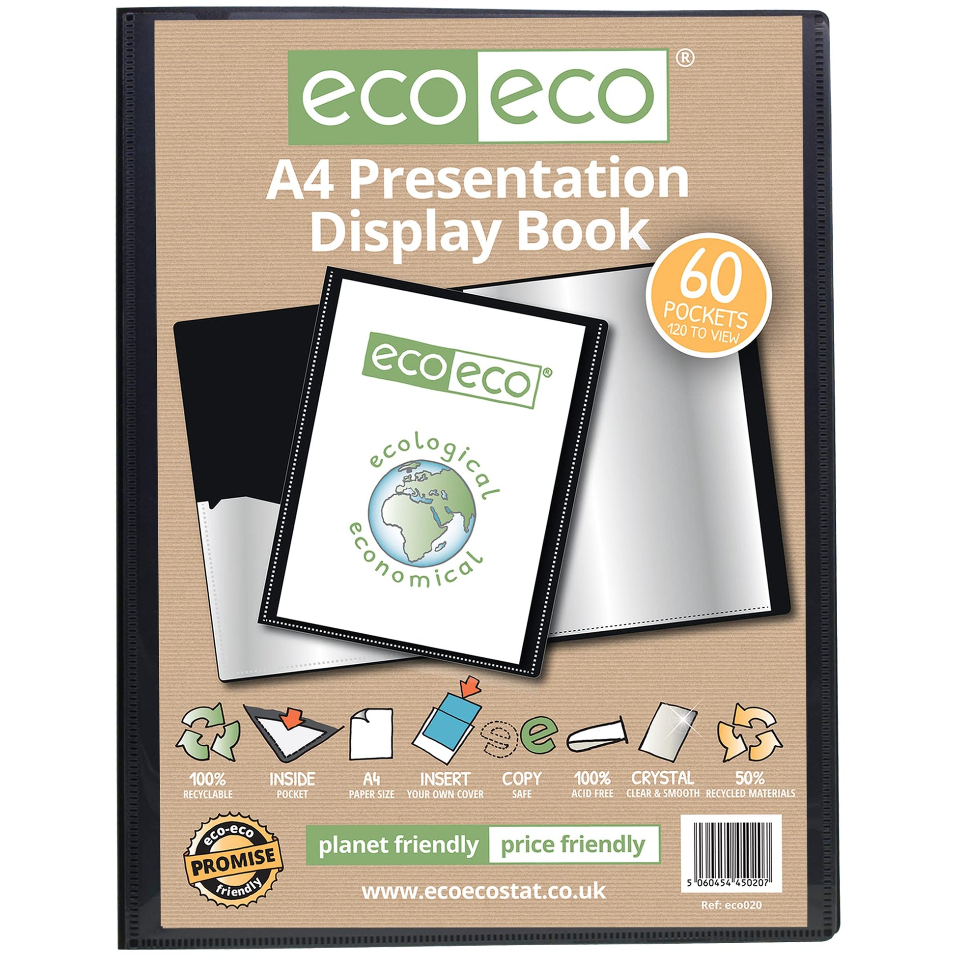 eco-eco A4 50% Recycled 60 Pocket Presentation Display Book