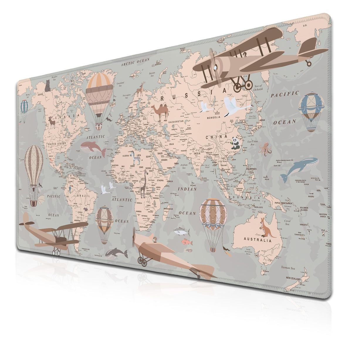 Samgula Gaming Mouse Pad Retro World Map, Large Desk Pads Computer Desk Mat, Non-Slip Rubber Base