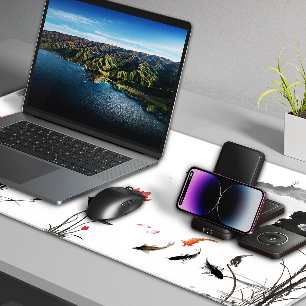 LL-COEUR XXL Landscape Gaming Mouse Pad Computer Keyboard Mat Office Desk Pad (Lotus, 35.4" x 15.7"