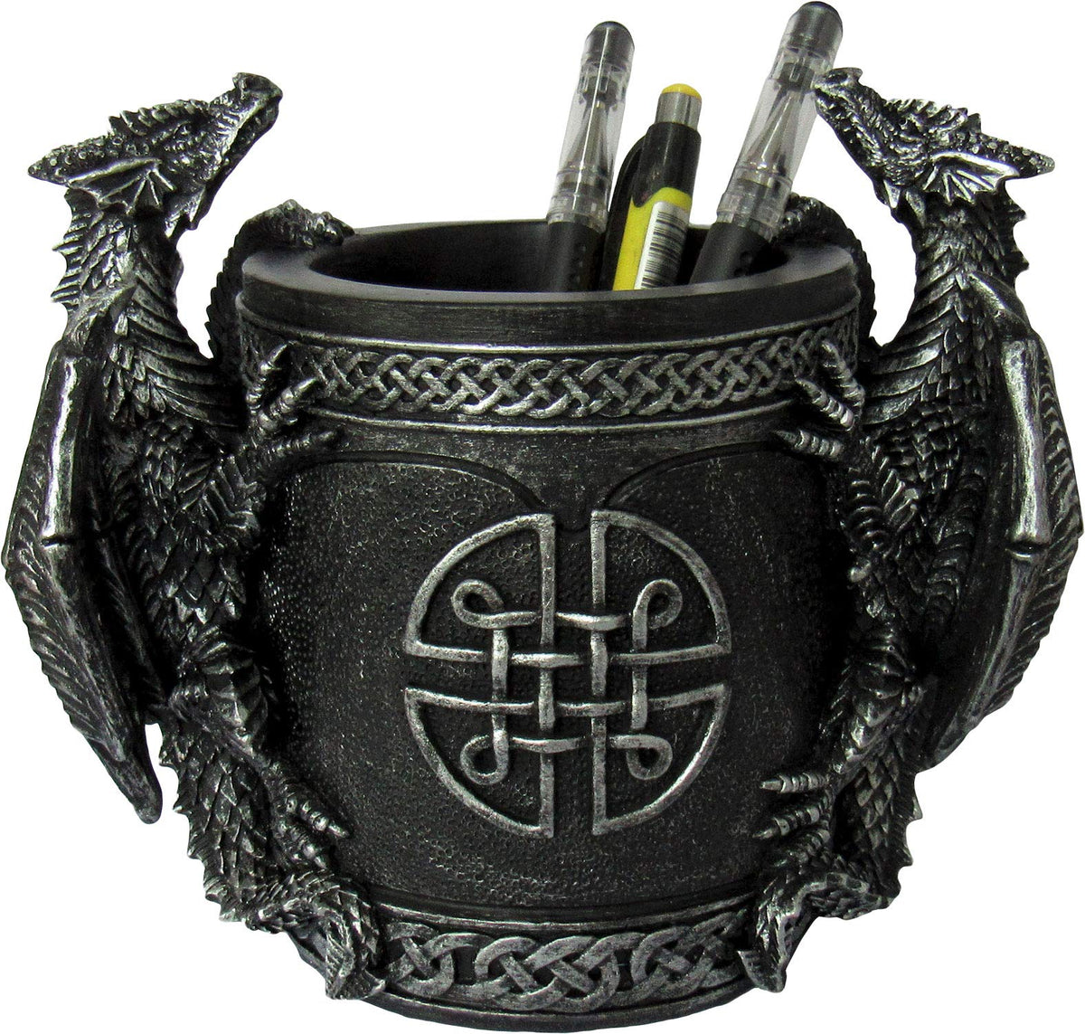 DWK - Literary Beasts - Twin Double Dragon Celtic Gothic Pen Pencil Desk Organizer Makeup Brush