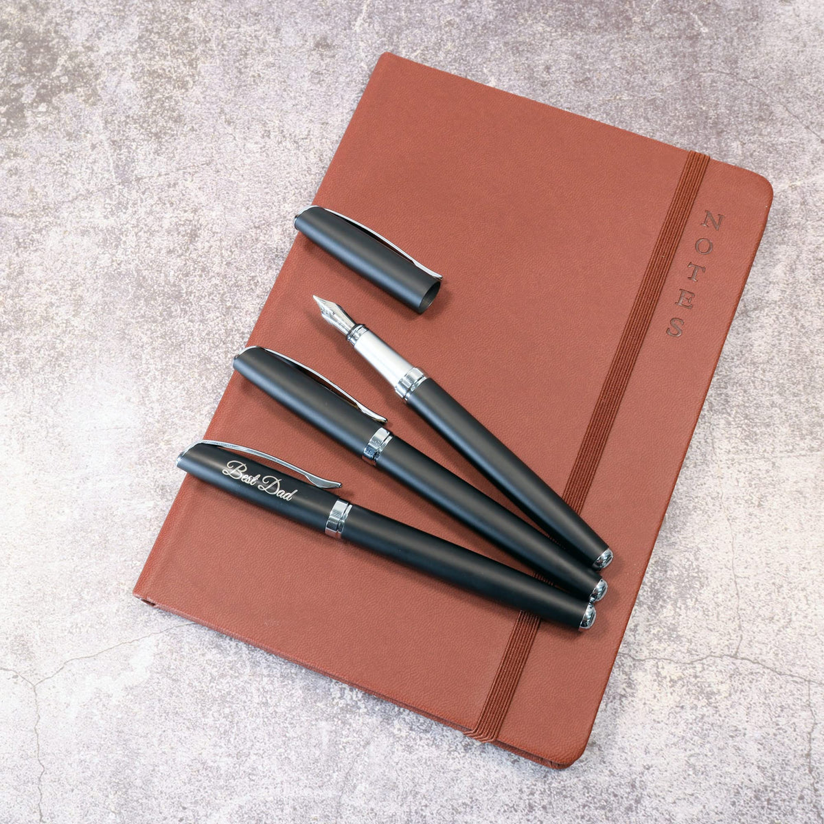 Personalised Custom Premium Satin Black Metal Fountain Pen + Gift Box | Design A Truly Unique