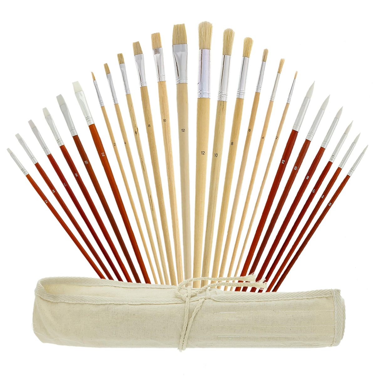 U.S. Art Supply 24-Piece Oil & Acrylic Artist Paint Brush Set