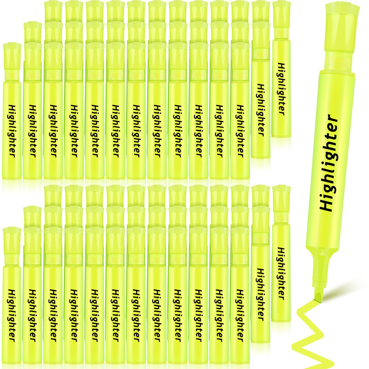 Qilery 72 Pack Tank Highlighters Bulk, Chisel Tip Markers,Yellow