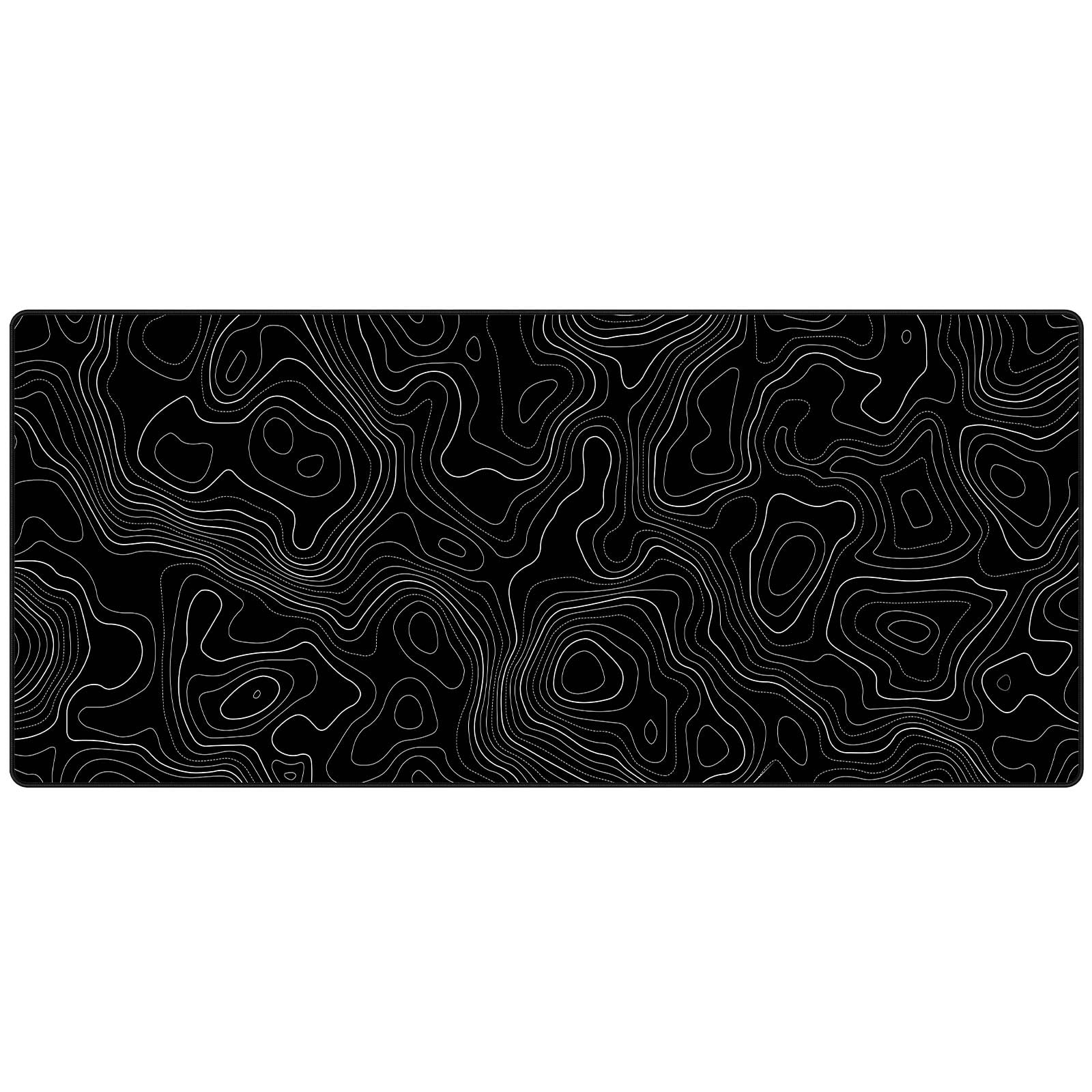 JIALONG Black Topographic Large Gaming Mouse Pad, XXL Mousepad, Big Mouse Mat Desk Pad for Keyboard