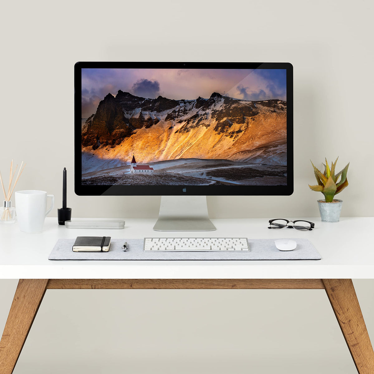 Wolvende Premium Felt Desk Mat | Small 12" x 27.5" | Multifunctional Desk Pad for Home Office |