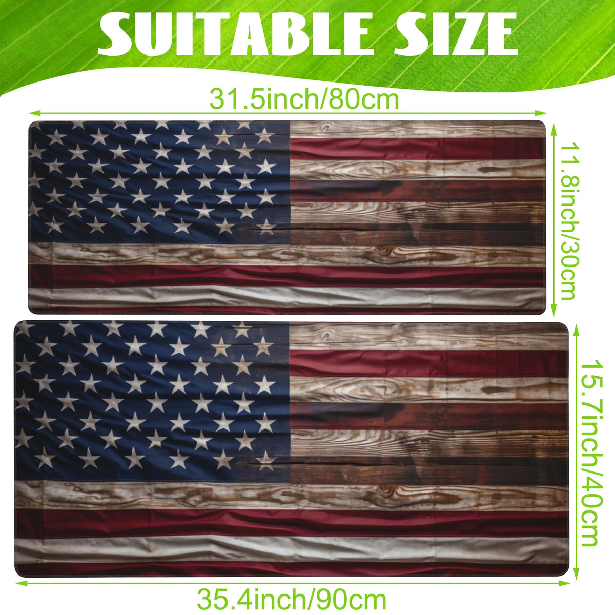 Eflxamz Large Gaming Mouse Pad for Desk,Wooden American Flag Desk Mat,Wooden USA Flag Desk