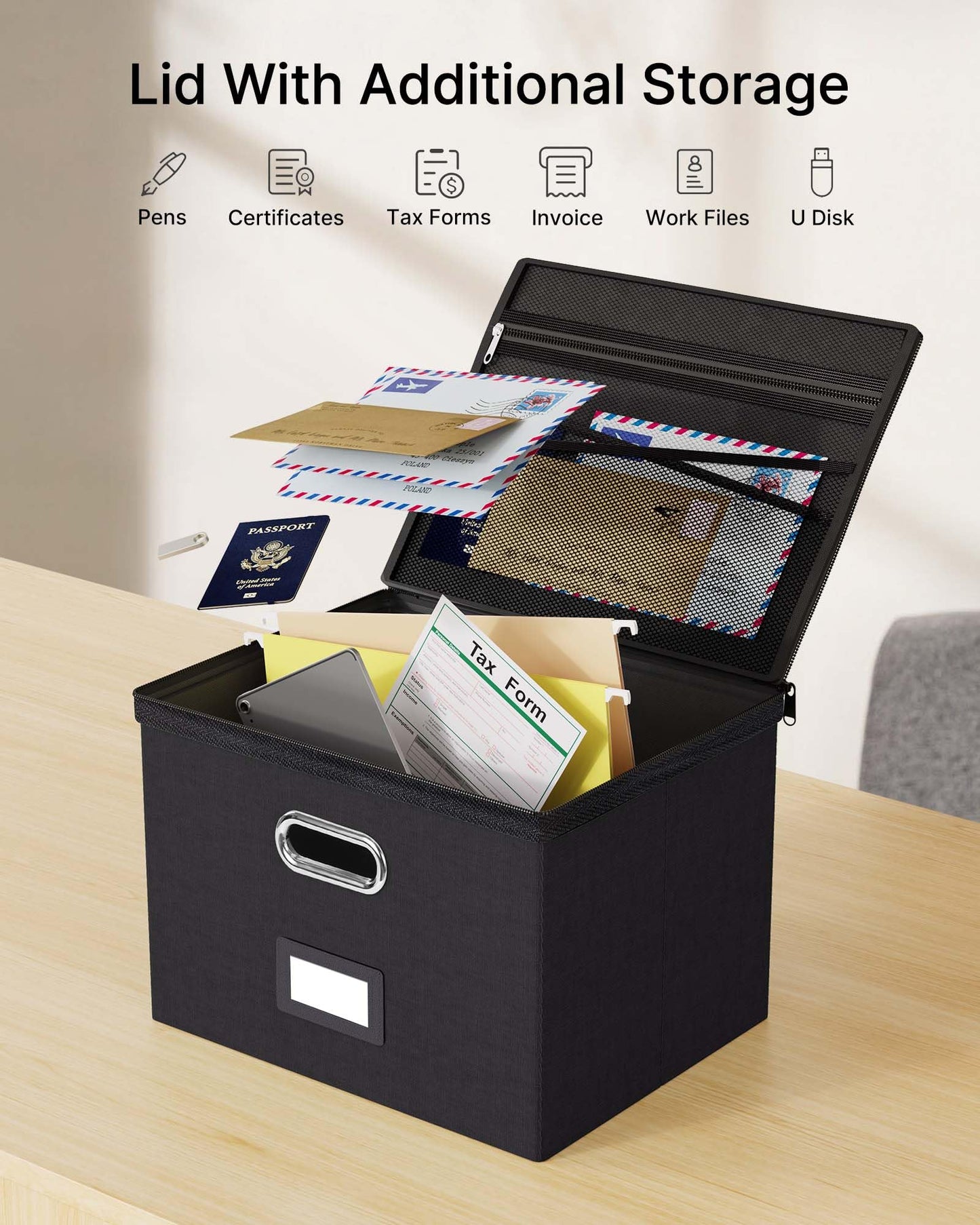 Oterri File Box Large 1-Pack Hanging Organizer for Letter/Legal-Size Folder