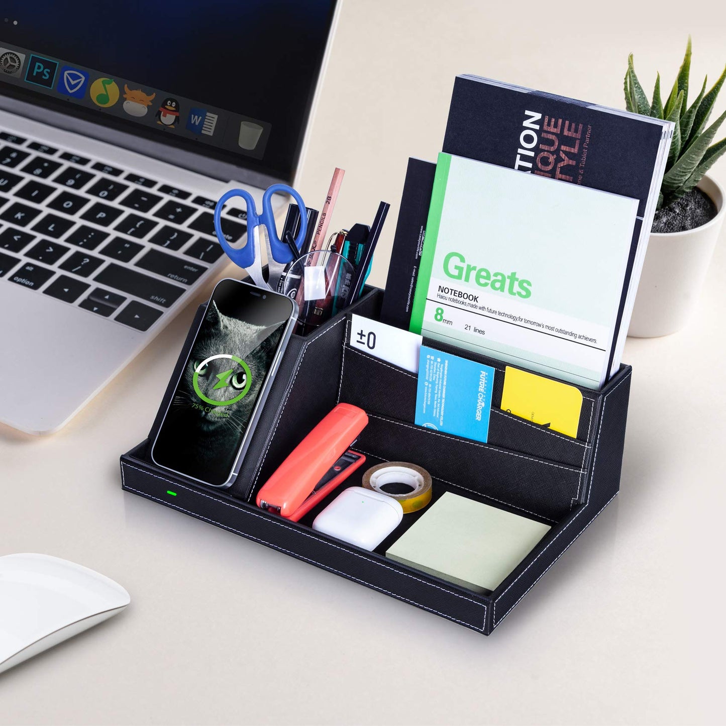 Valet Tray, Built in Wireless Charging Pad, Nightstand Organizer, Dresser Organizer, Mens Jewelry
