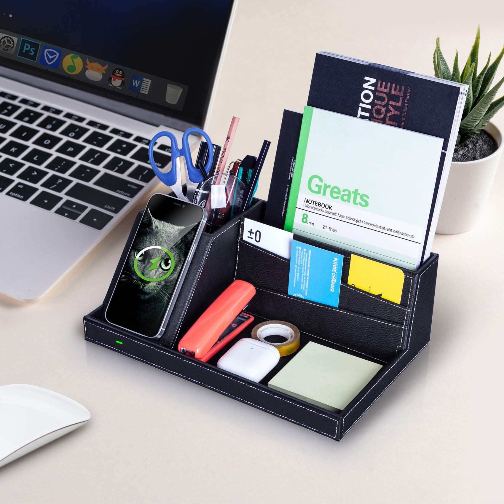 Valet Tray, Built in Wireless Charging Pad, Nightstand Organizer, Dresser Organizer, Mens Jewelry