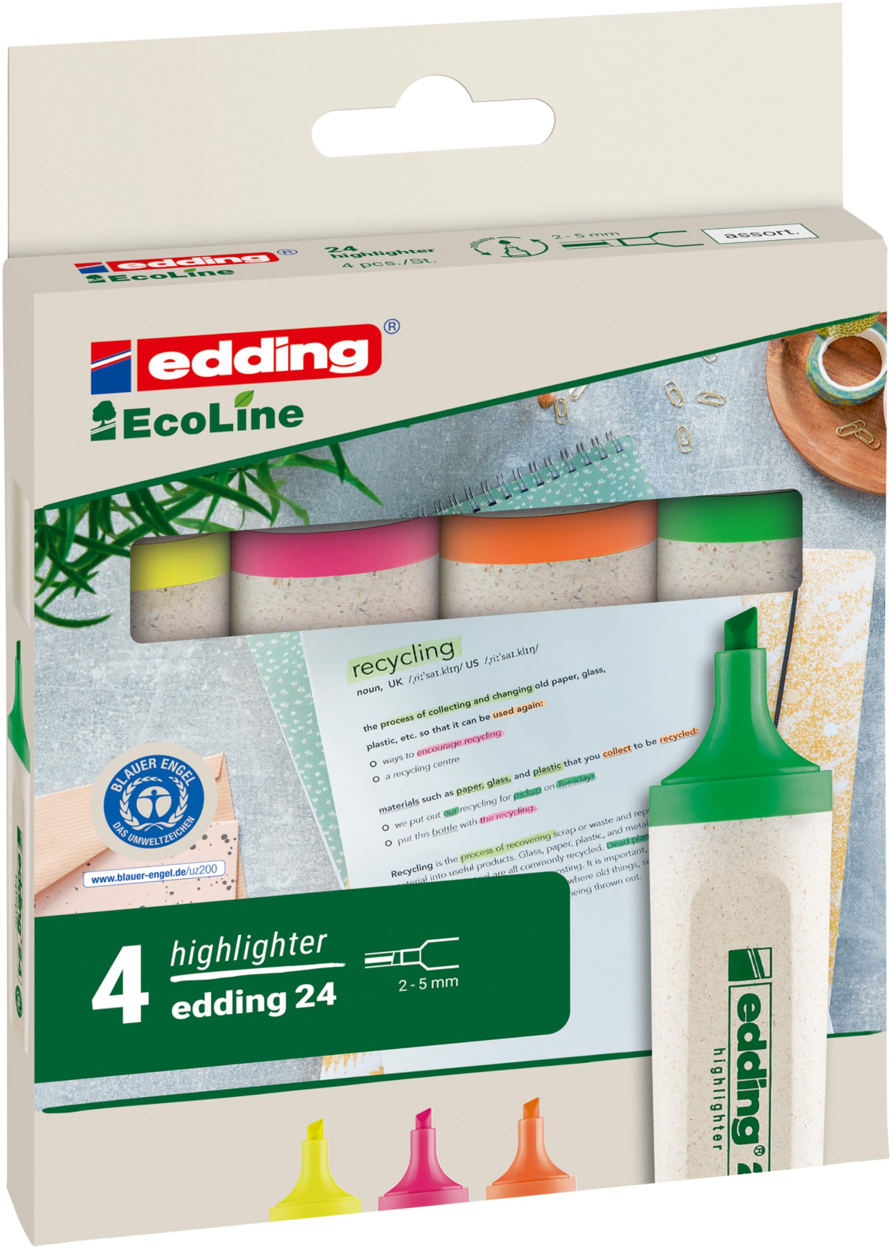 edding 24 Ecoline Highlighter Set, 4-Colors