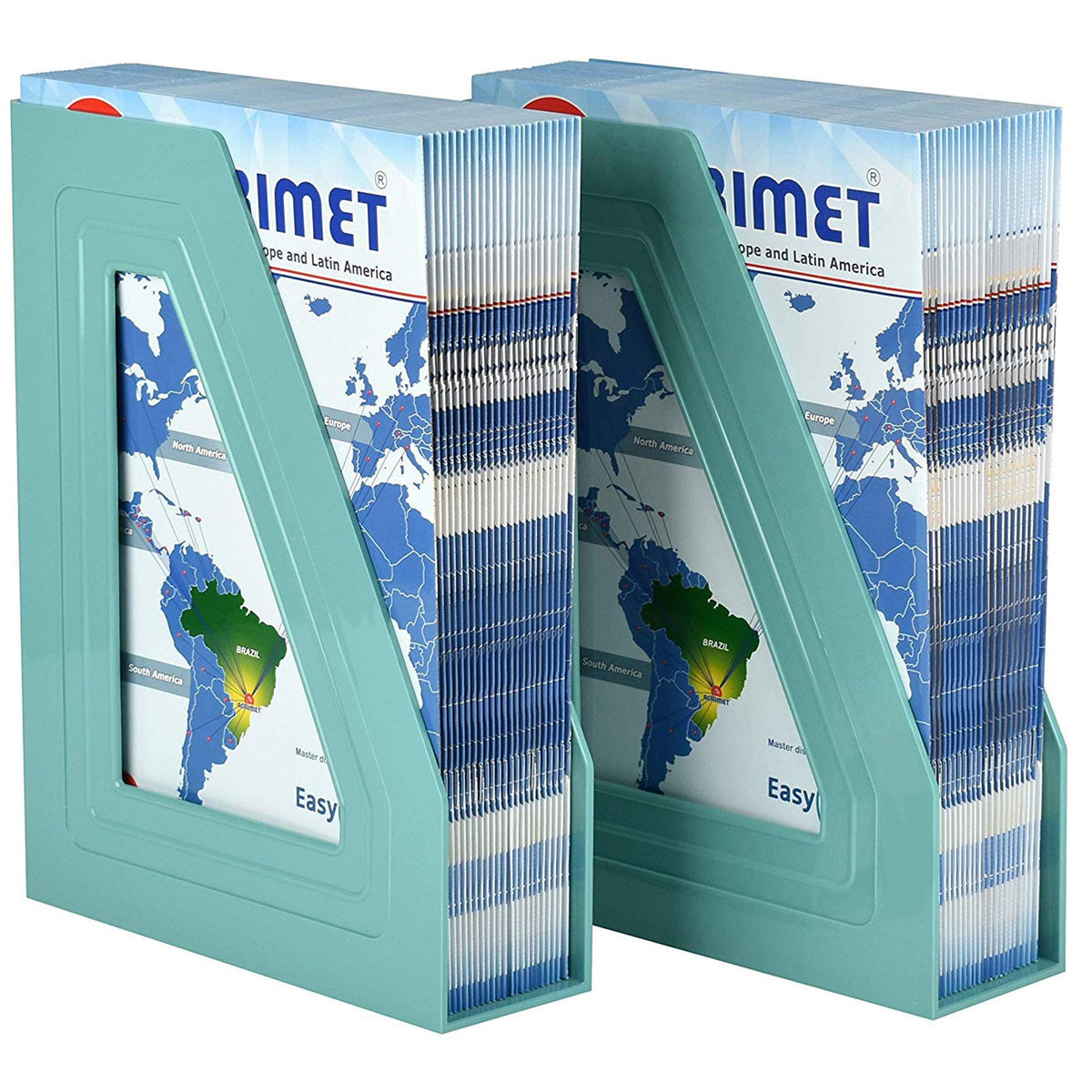 Acrimet Magazine File Holder, Vertical Desk Organizer, Solid Green, 2 Pack