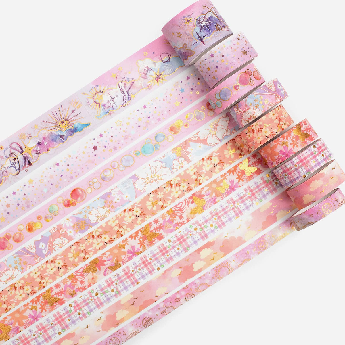YUBBAEX Mystic Gold Washi Tape Set Wide Silver Foil Masking Tape Decorative for Arts, DIY Crafts