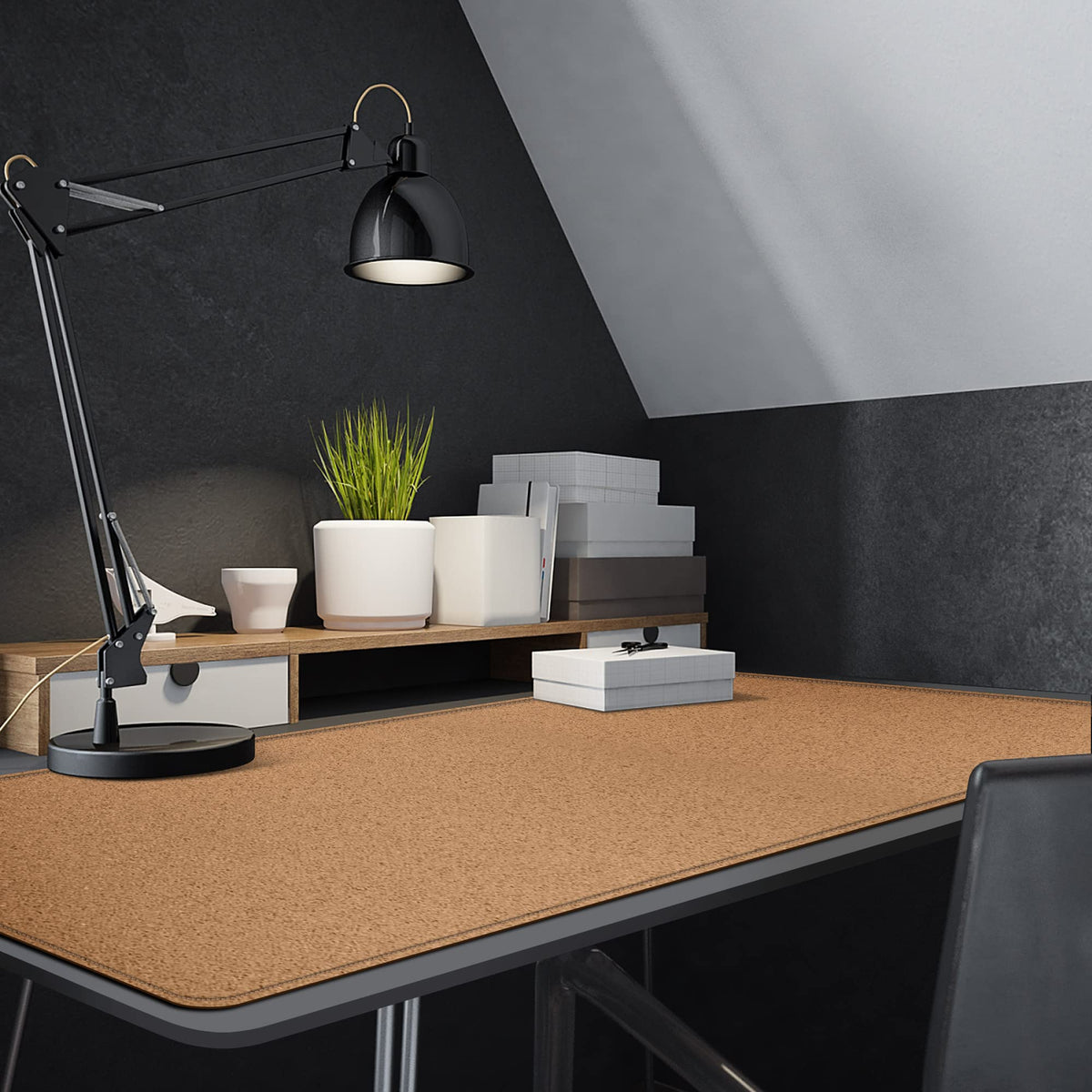 MAIDERN 55" x 24" Cork & Leather Desk Pad, Large XXL Mat, Full Mouse Pad, Dual Sided Protector for