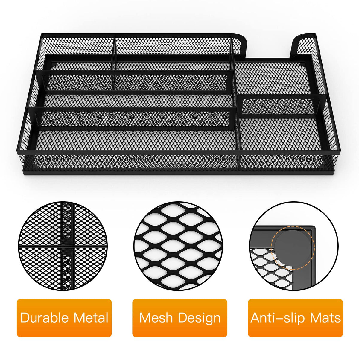 ITAYVAN Desk Drawer Organizer, Small Metal Mesh Drawer Organizer Tray, Office Pencil Drawer