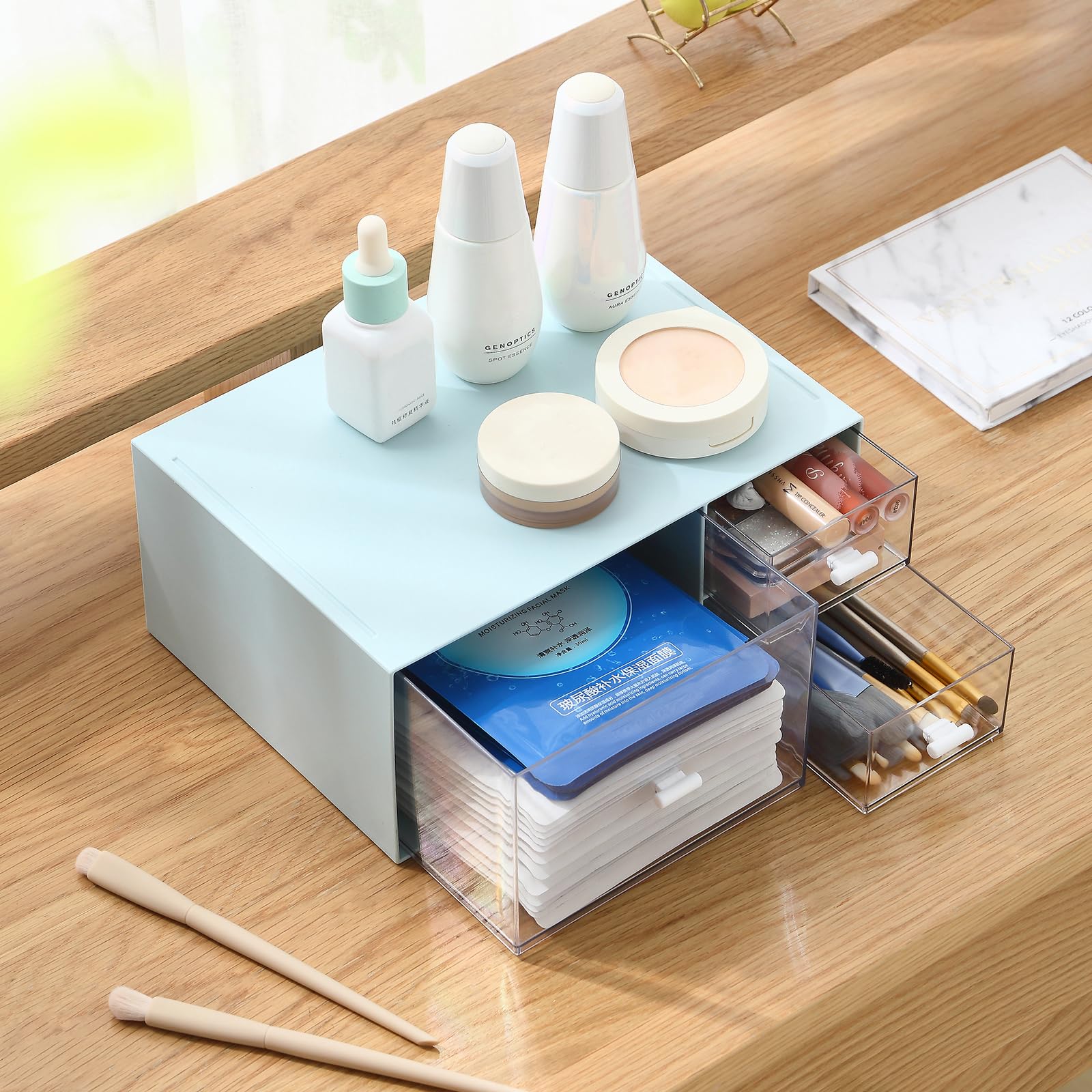 Marknor Desk Organizer with 4 Drawers, Makeup Organizer, Plastic Sundries Storage, Vanity