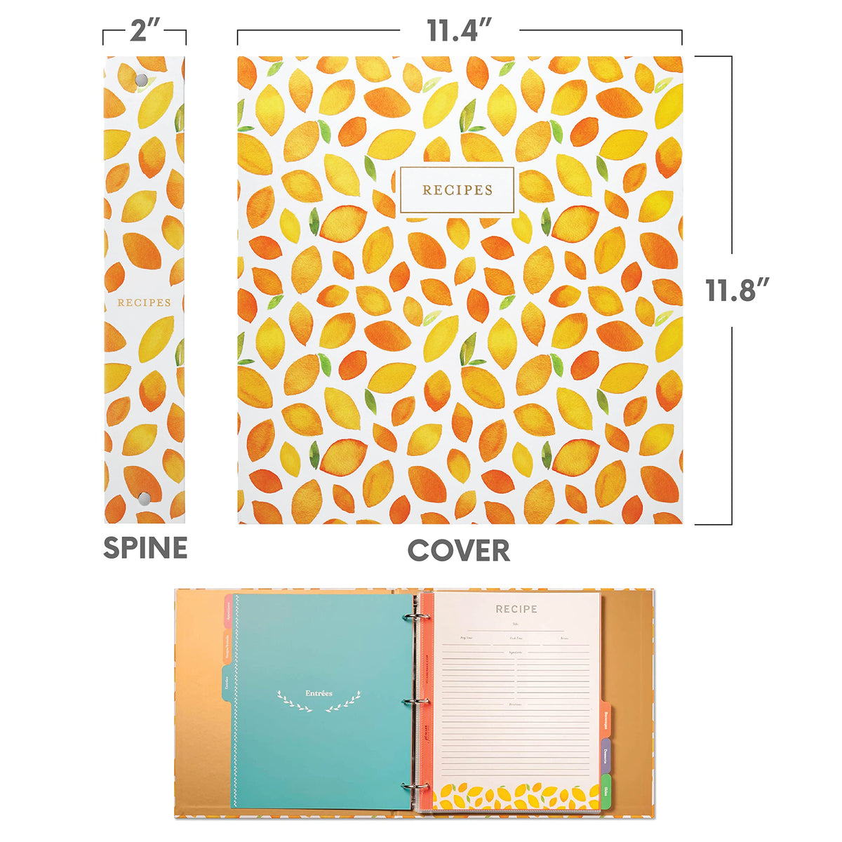 Jot & Mark 8.5"" x 11"" Sturdy 3 Ring Recipe Binder with Spill-Proof Clear