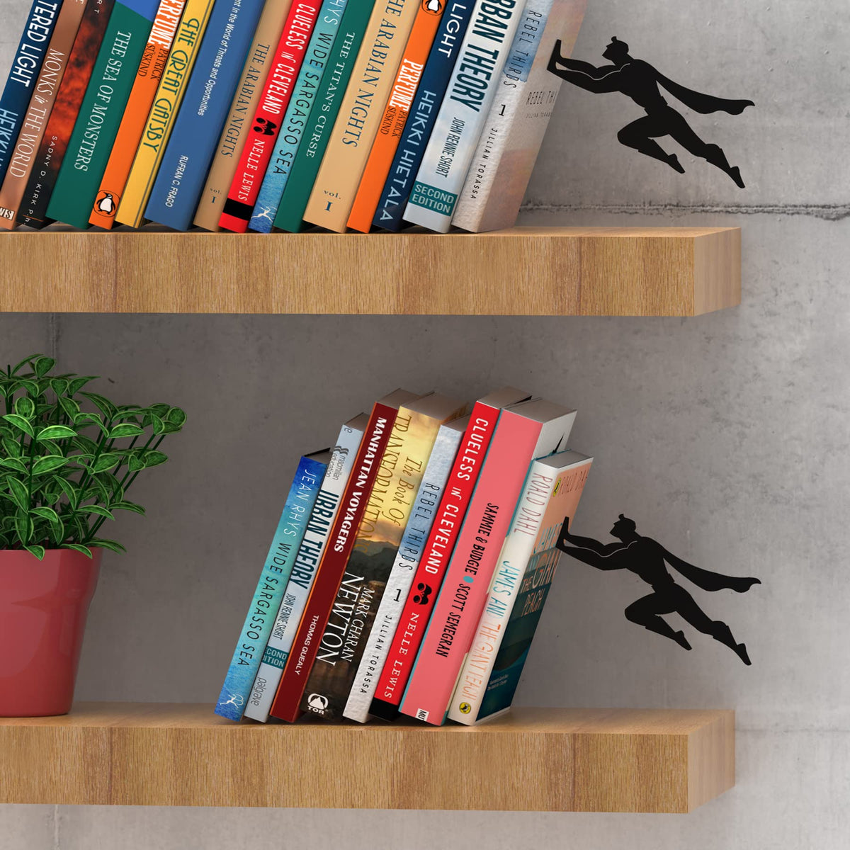 Artori Design Bookends - Decorative Book Ends for Shelves, 2X Super Hero