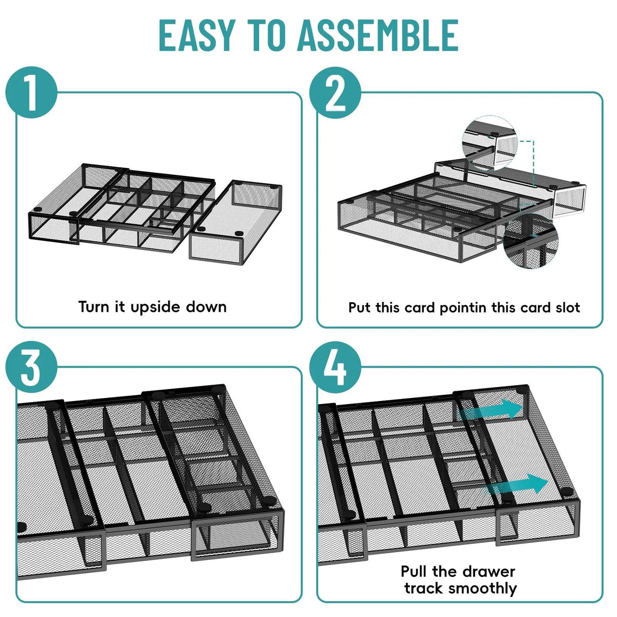 ReePlan Expandable Desk Drawer Organizer, 10 Adjustable Compartments, Black