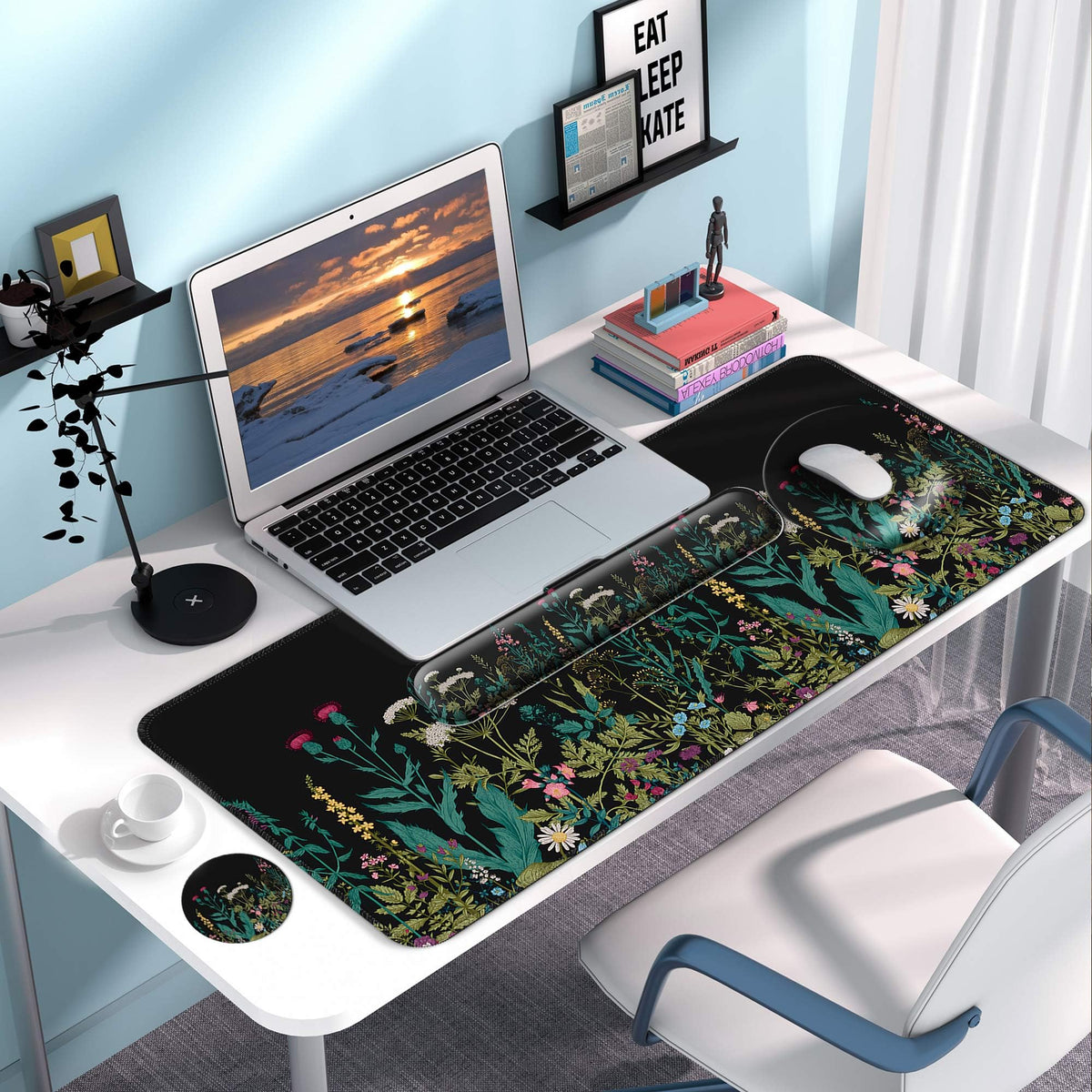 VINEBURY Desk Mat Set Keyboard and Mouse Pad with Wrist Rest Support