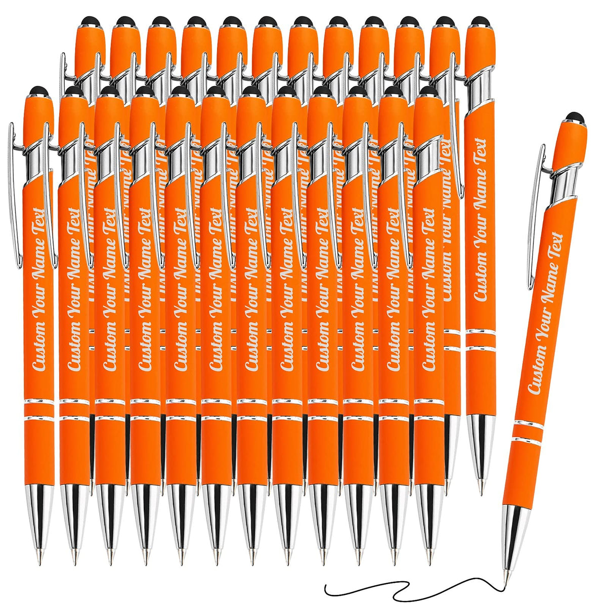 24PCS Personalized Pens Bulk with Name Free Engraving,Custom Ballpoint Pens with Stylus,Engraved