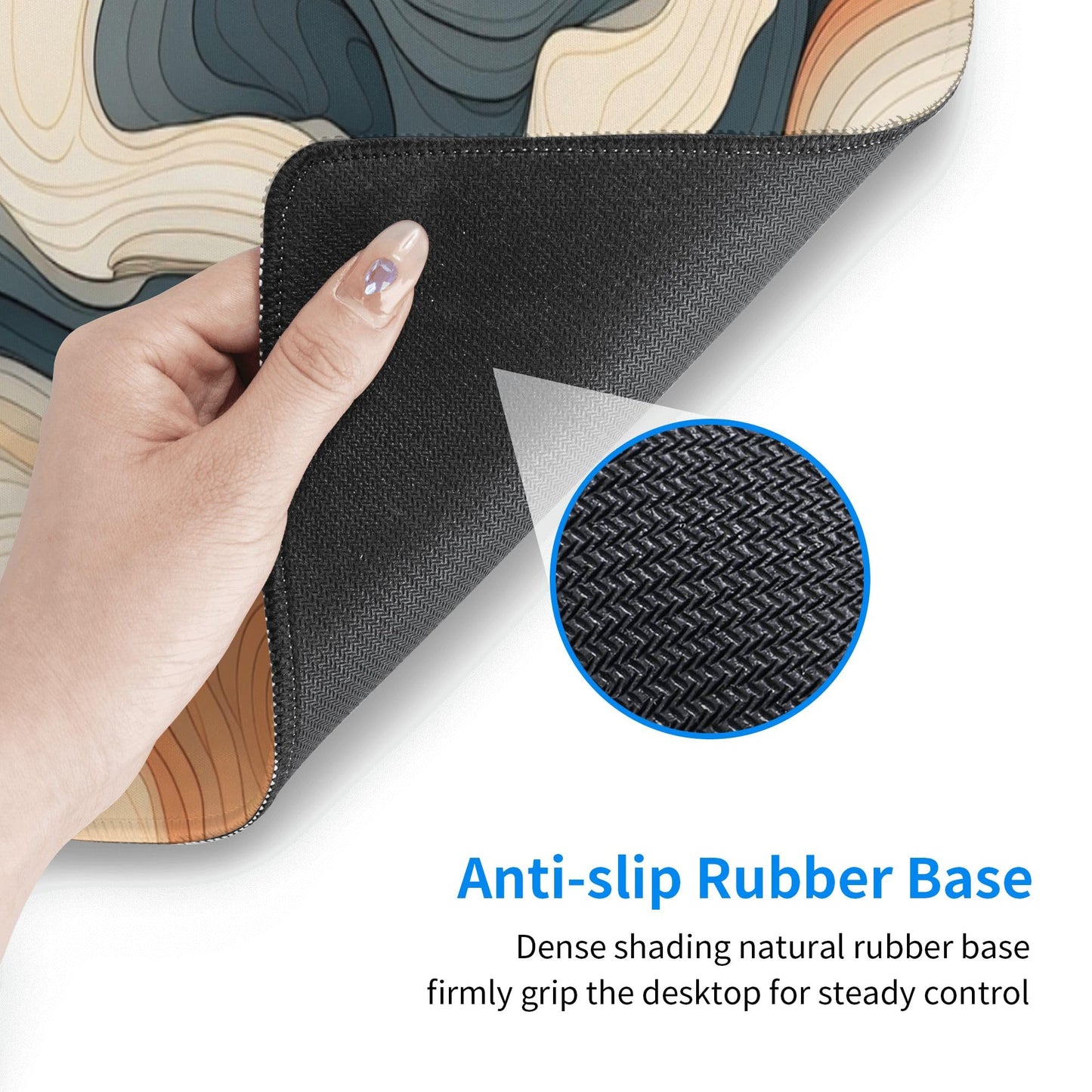Large Topographical Mouse Pad 31.5 x 12 Inch with Anti-Fray Stitching, Non-Slip Rubber Base, Ideal