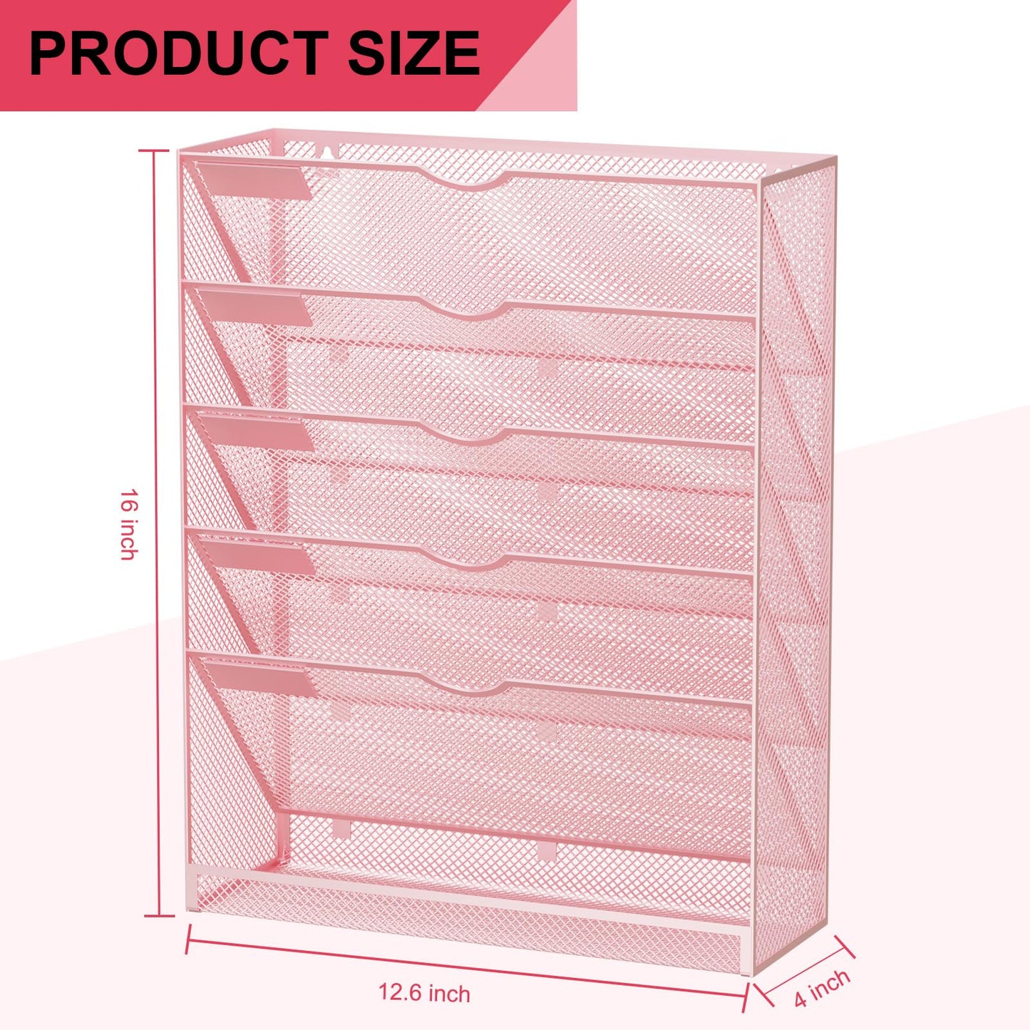GDINDINFAN Hanging Wall File Organizer 6 Tier Wall Mounted Mail Paper Folder Holder Document