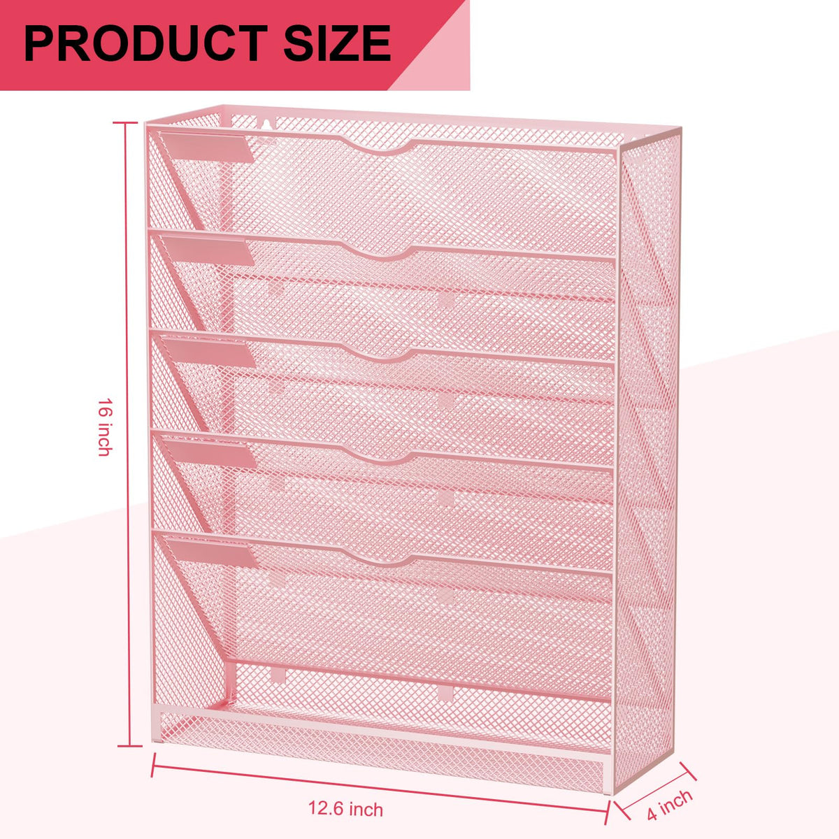 GDINDINFAN Hanging Wall File Organizer 6 Tier Wall Mounted Mail Paper Folder Holder Document